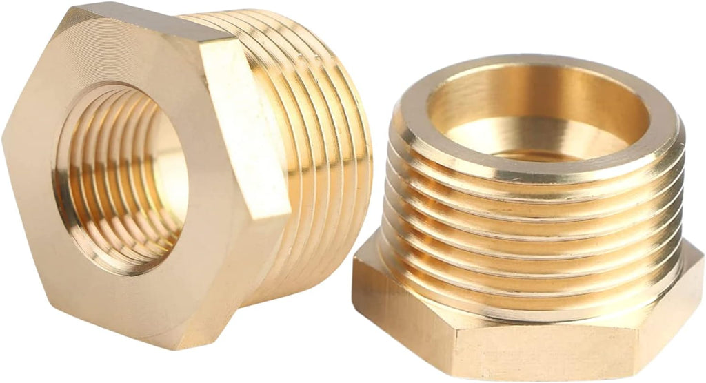 2PCS 1" x 1/2" Brass Reducer Hex Bushing by CX WONDERLAND