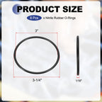 uxcell 8Pcs AS-234 Nitrile Rubber O-Rings 3" ID 3-1/4" OD 3/16" W