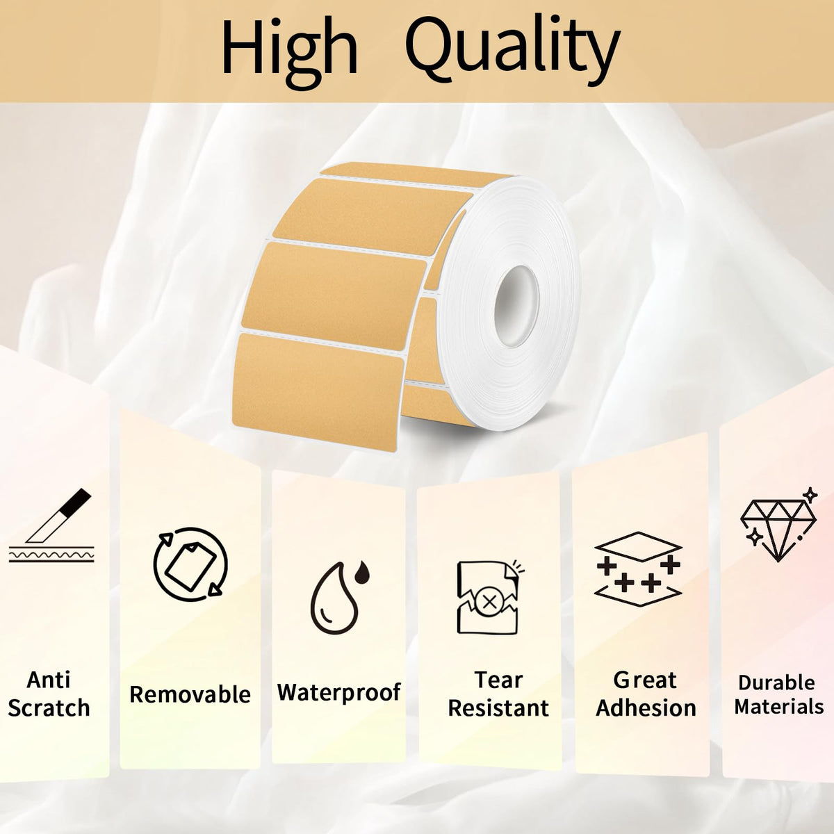Brown Thermal Labels Stickers, 3x2 inch Direct Thermal Labels Stickers for Shipping, Barcode, Address, Perforation