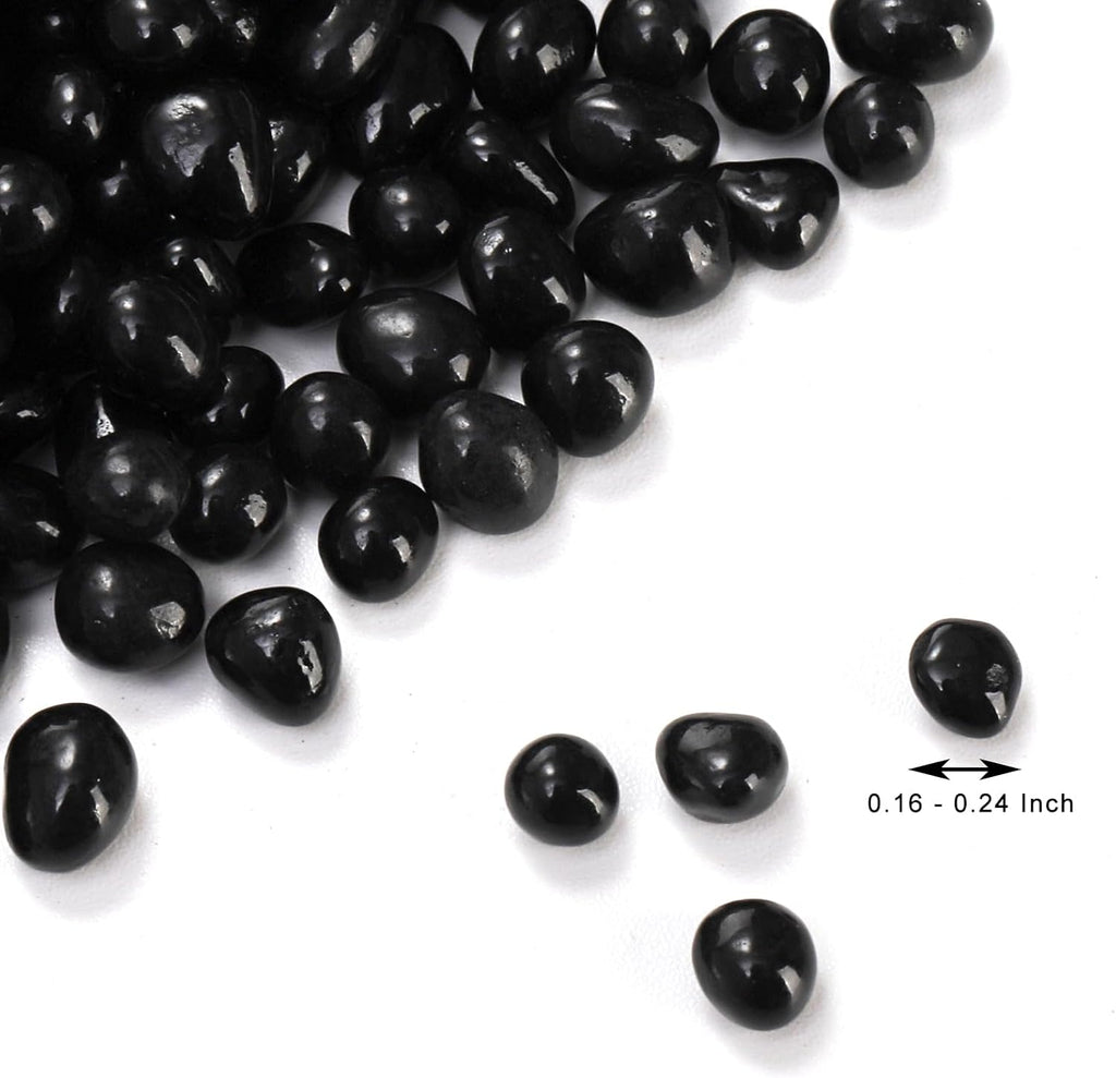 3 LB Small Aquarium Substrate Gravel Sand, Polished Smooth Fish Tank Gravel, Black Crystal Chip Stone, Natural
