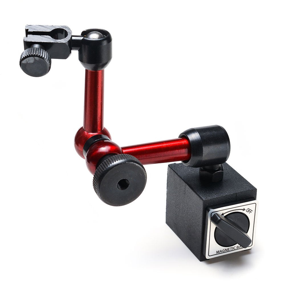 AGPtek 3-Joint Red Adjustable Magnetic Base Holder for Digital Dial Indicator