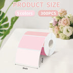 3" x 2" Pink Thermal Label,Self-Adhesive Rectangle Thermal Sticker Labels for Logo Design,Name/Price Tag,Thanks