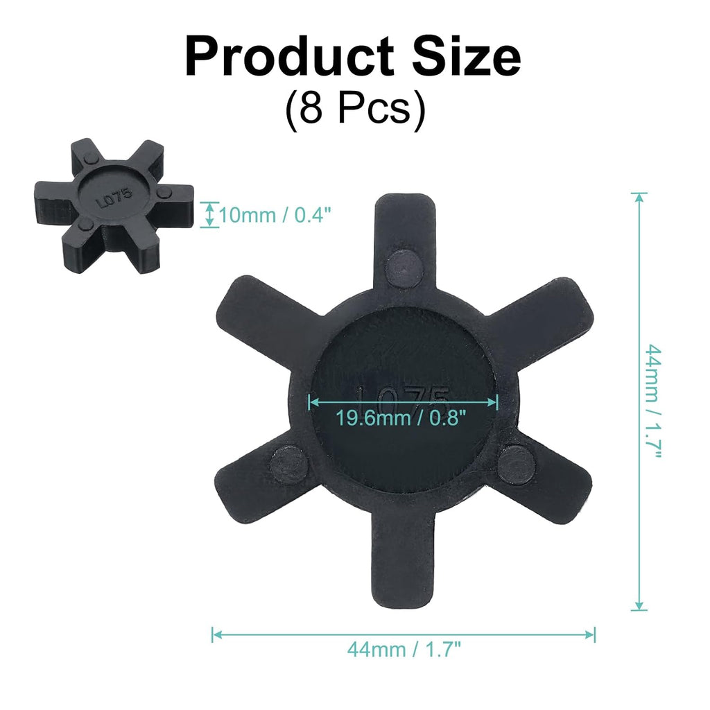 uxcell 8pcs L75 Jaw Coupling Insert, Flexible Solid Type NBR Rubber Jaw Coupling Center Inserts for L Jaw Coupling L-Jaw Coupler Set, Black