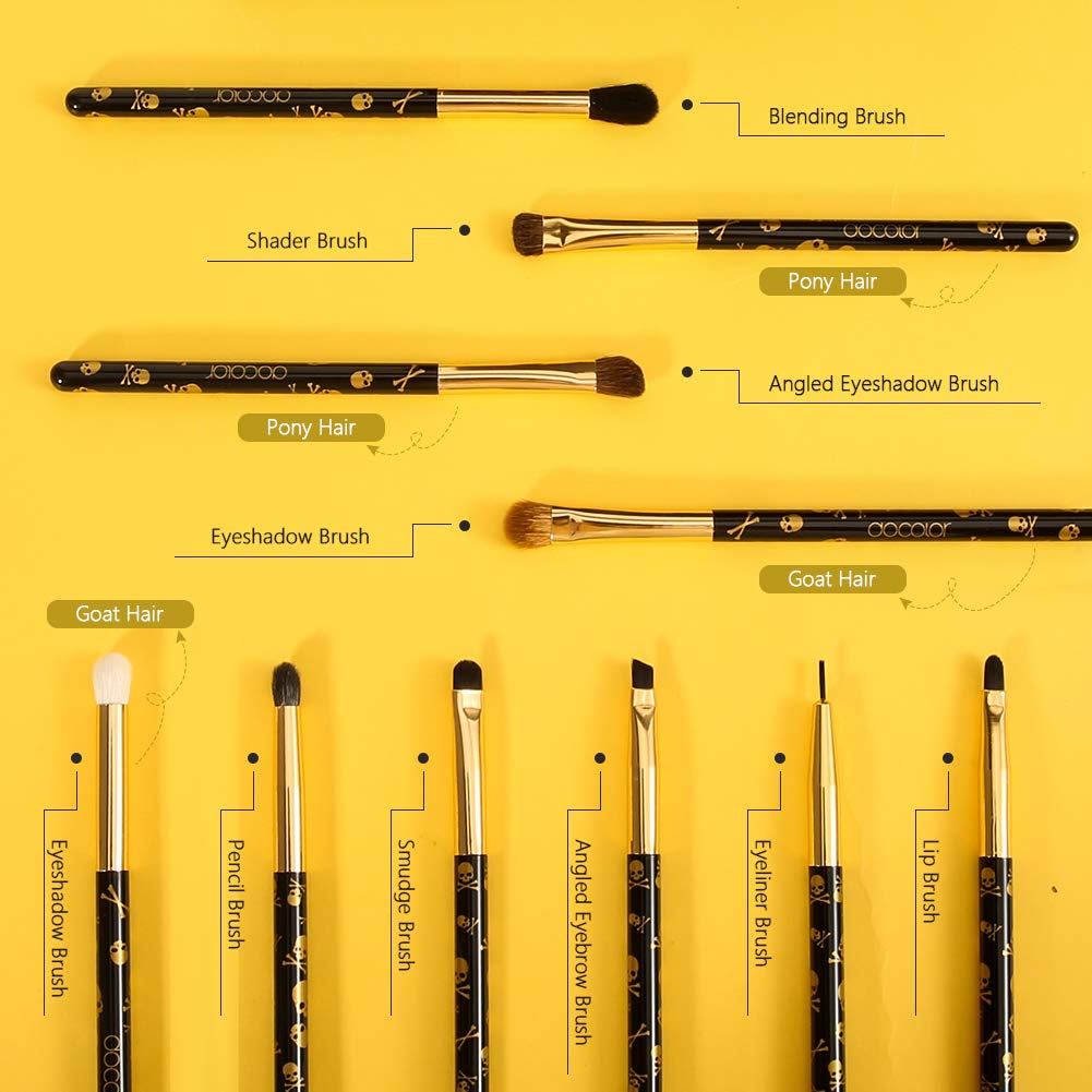 Eye Makeup Brushes 10Pcs Skull Printed Eyeshadow Makeup Brush Set Blending Concealer Eyebrow Eye Liners Premium