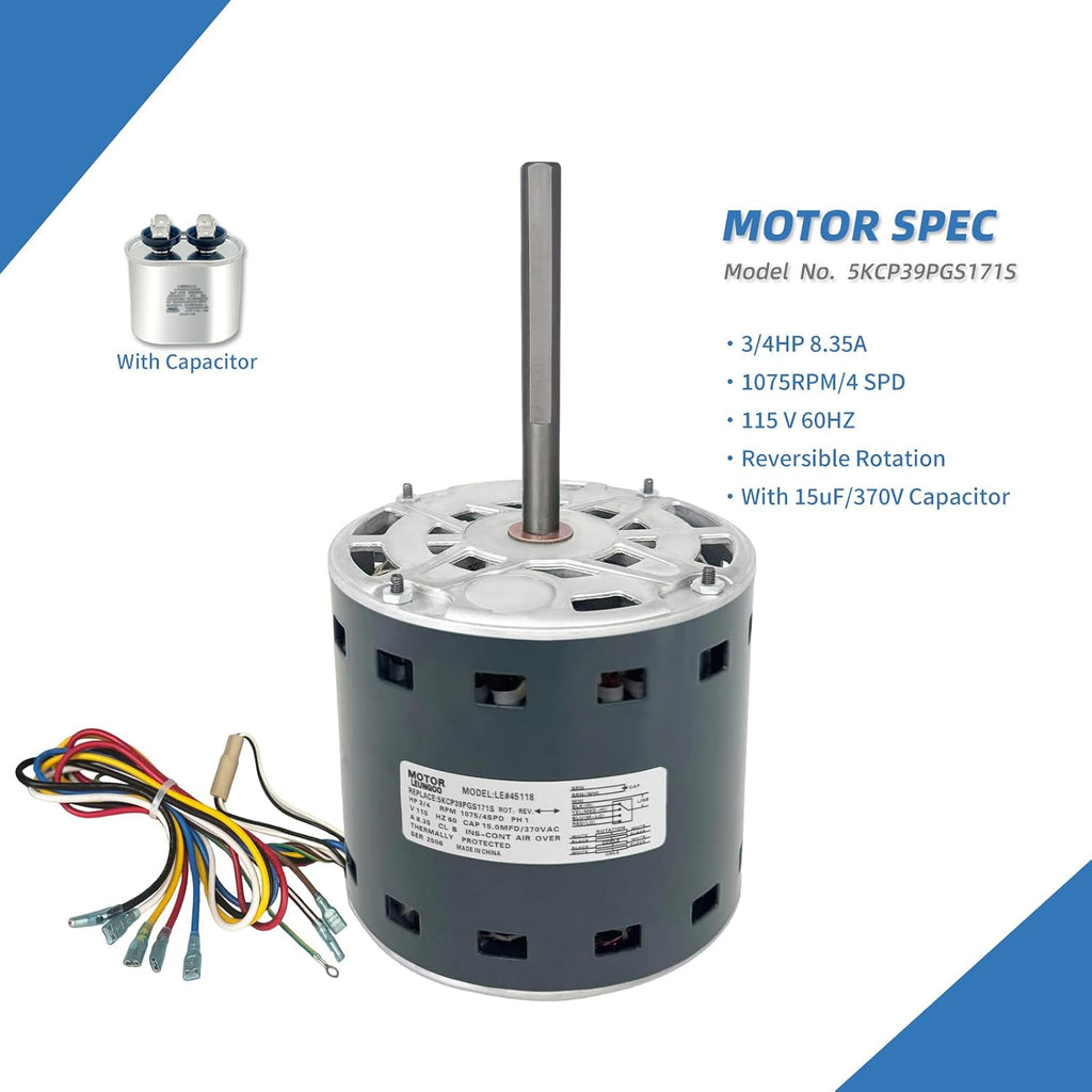 5KCP39PGS171S Furnace Blower Fan Motor 3/4 HP Replace Carrier HC45AE118A