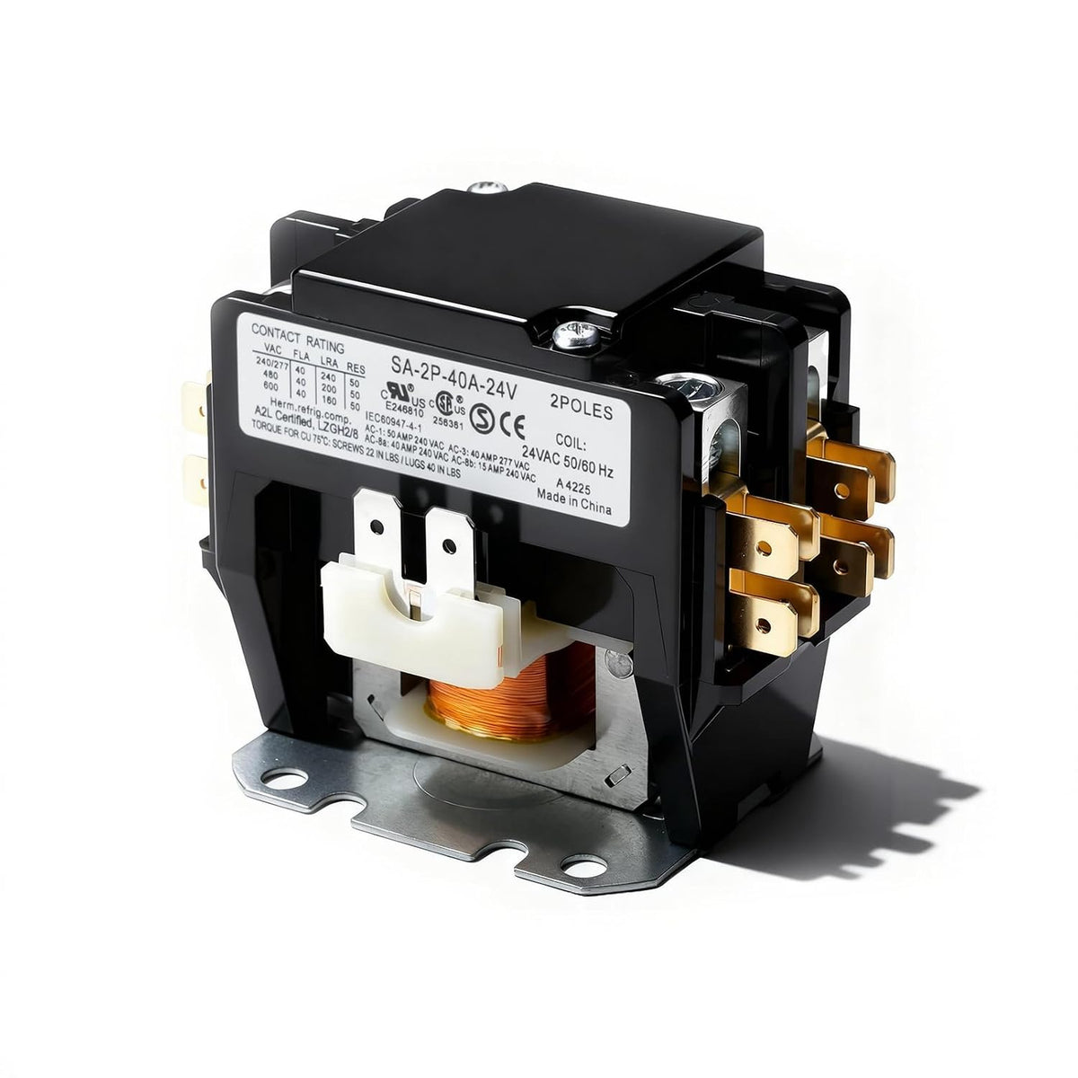 2 Pole 40A AC Contactor 24V Coil Fully Enclosed for AC Compressor Heater