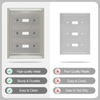 Metal Wall Plate for Electrical Outlets, Applicable to Triple Toggle