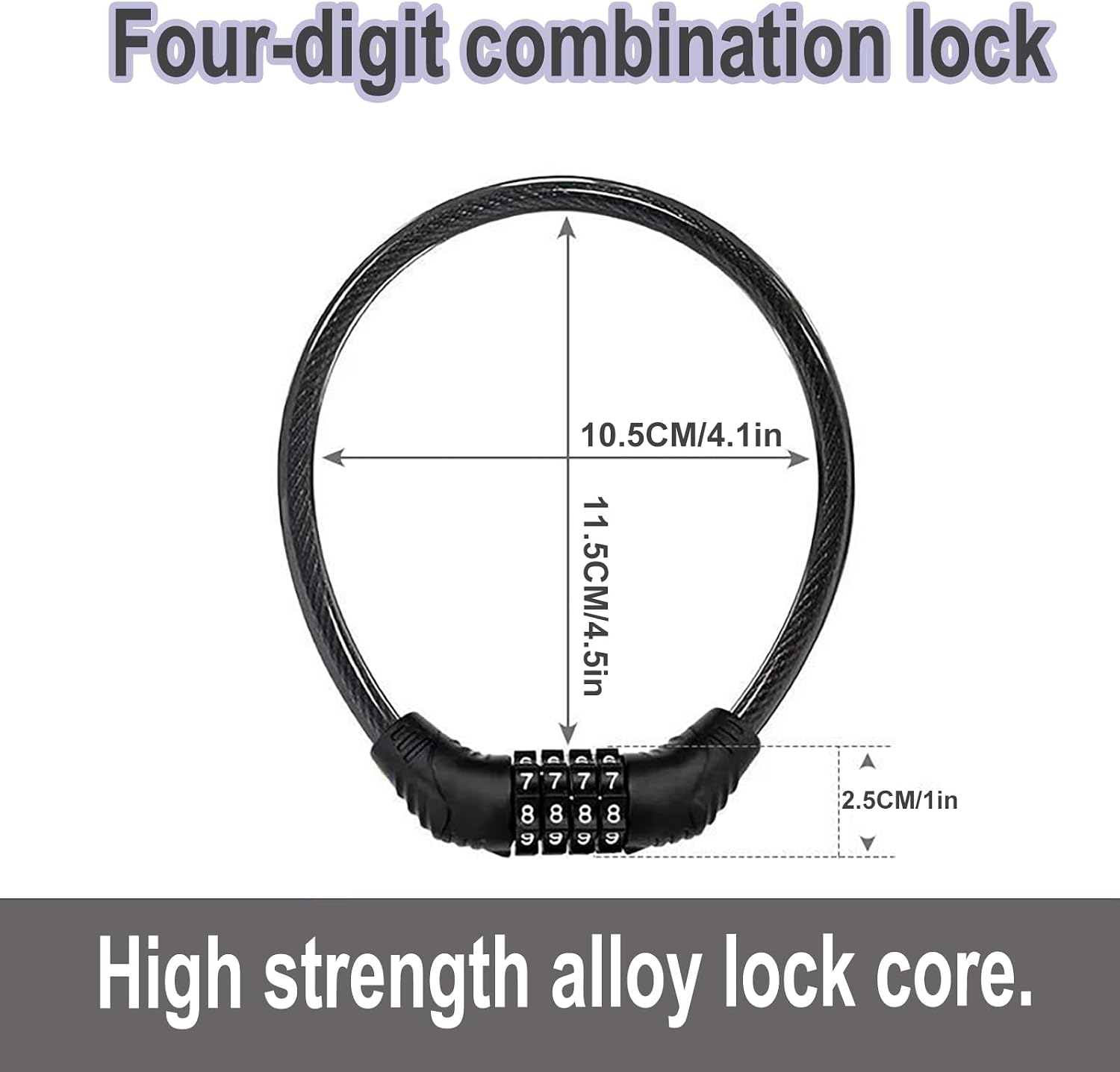 Bike Lock Cable, Heavy Duty Anti Theft Bicycle Lock Chain Portable Code Lock Cable Combo Bike Locks, 4 Digit Security