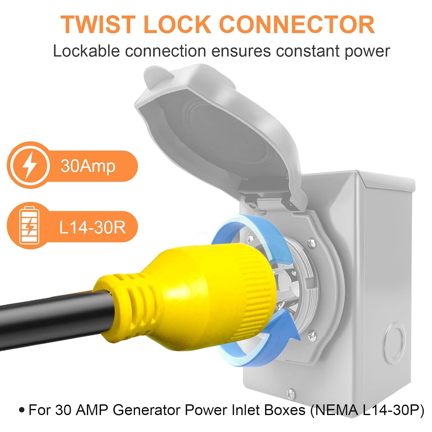10ft NEMA 14-50P to L14-30R Generator Transfer Switch Adapter Cord | 240V/120V 50 Amp Male to 30 Amp Female Twist