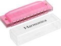 Clearly Colorful Translucent Harmonica 10 Holes Pink ABS Harp Mouth with PVC Box for Educational Musical Instruments