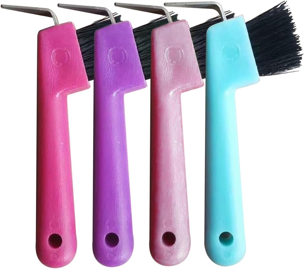 Horse Hoof Pick, Hoof Pick 4Pcs Handheld Replacement Portable Horse Brush with Hanging Hole Cleaning Supplies, Random
