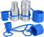 1/2" NPT Flat Face Hydraulic Couplers with 2 Extra Dust Caps(ISO16028)