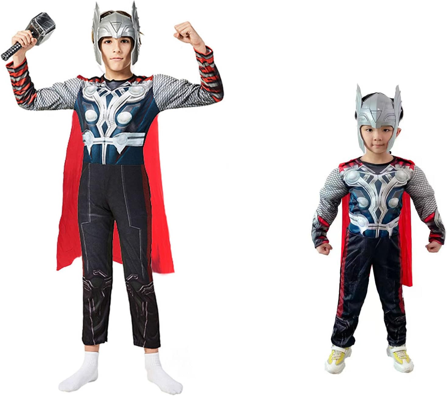 Children's superhero Thor costume Classic Muscle Costume Suit,Includes headpiece, hammer, cape…