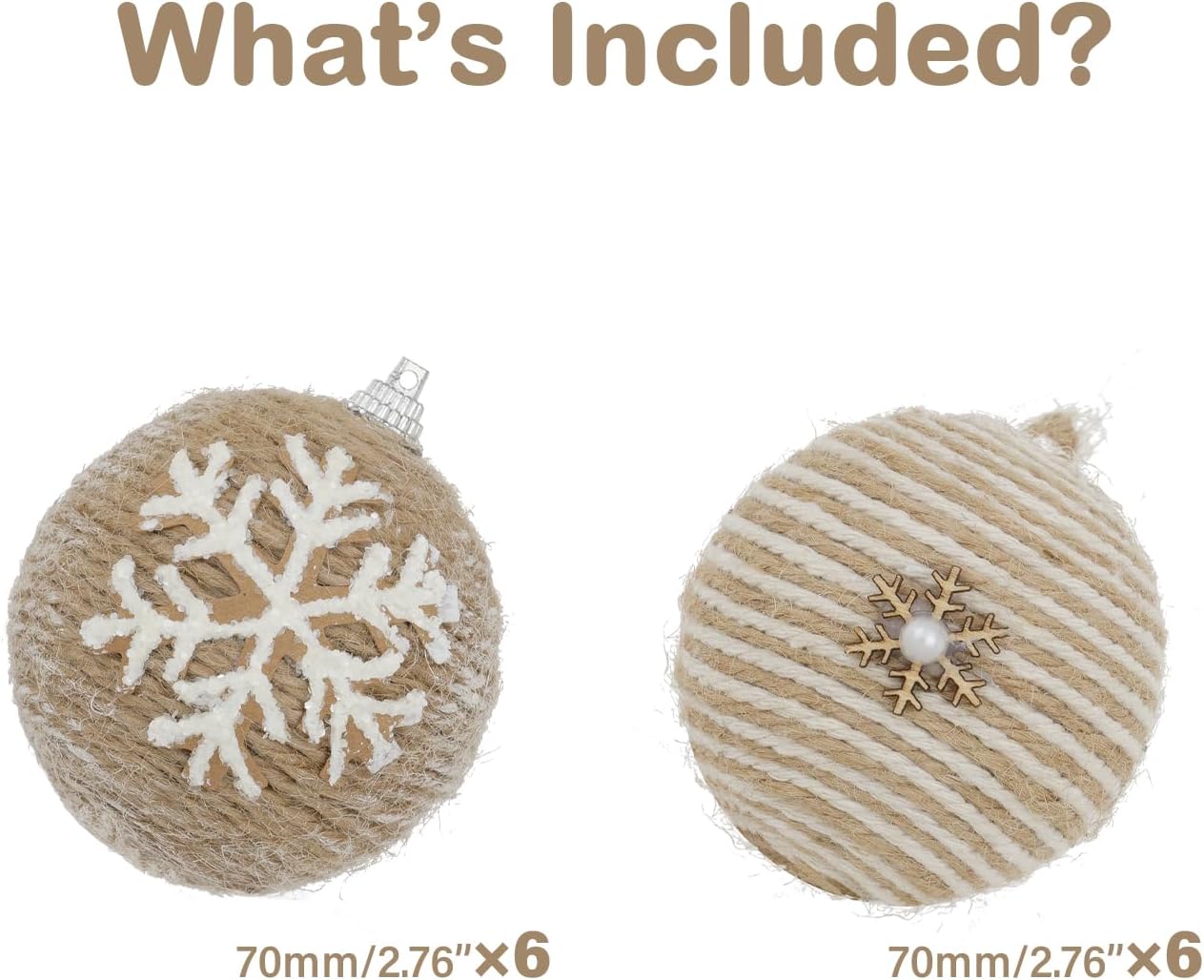 Farmhouse Christmas Ball Ornaments Set-Rustic Shatterproof Christmas Tree Decorations 12Counts,70mm/2.76", Farmhouse