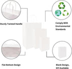 120 pack White Gifts Bags with Handles Assorted Sizes Mixed Sizes Bulk Kraft Paper Gift Bags Take Out Bags for