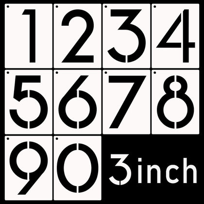 DXCYZ 3 Inch Large Number Stencils Kit 0-9 Address Number Stencil, 10PCS Reusable Plastic Painting Number Templates