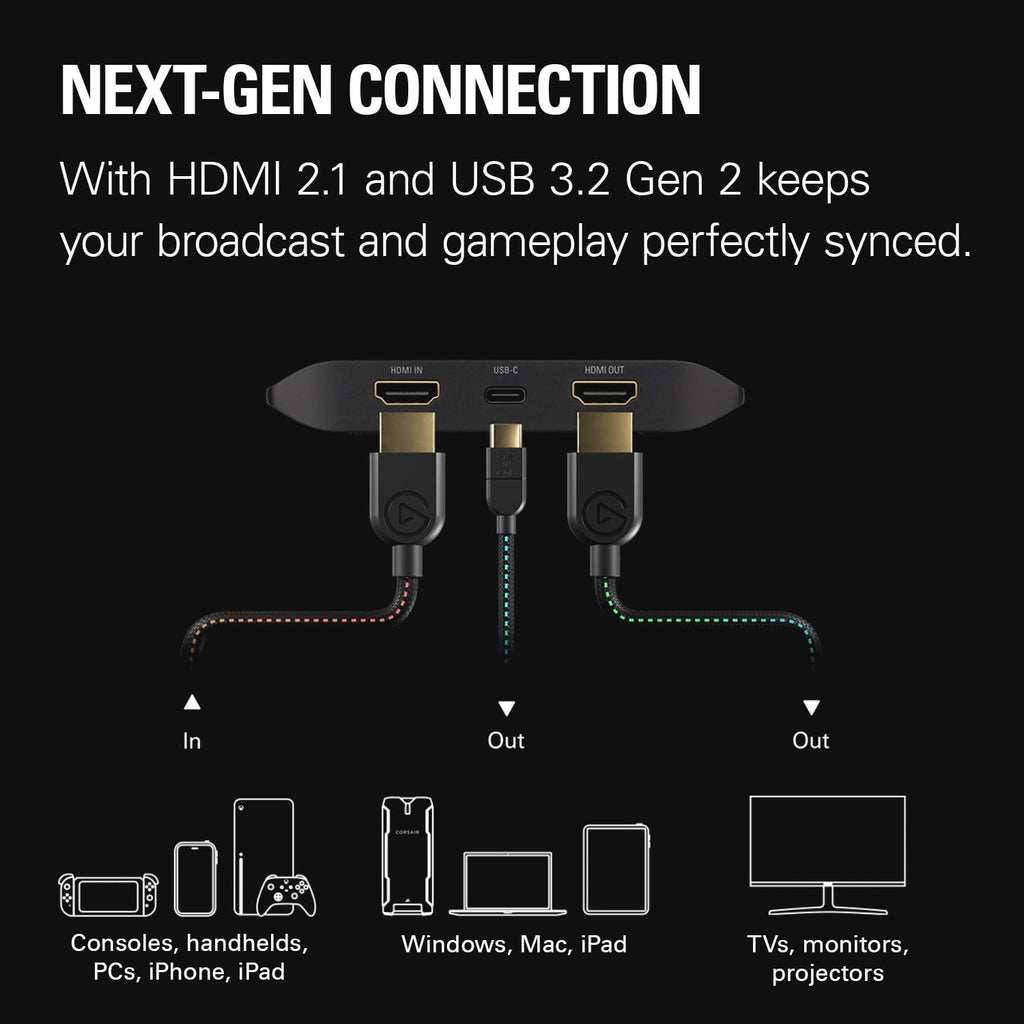 4K X Capture Card, HDMI 2.1, 4K144 Ultra-Low Latency | VRR passthrough, HDR10, Up to 1080p240 capture, USB 3.2 Gen 2