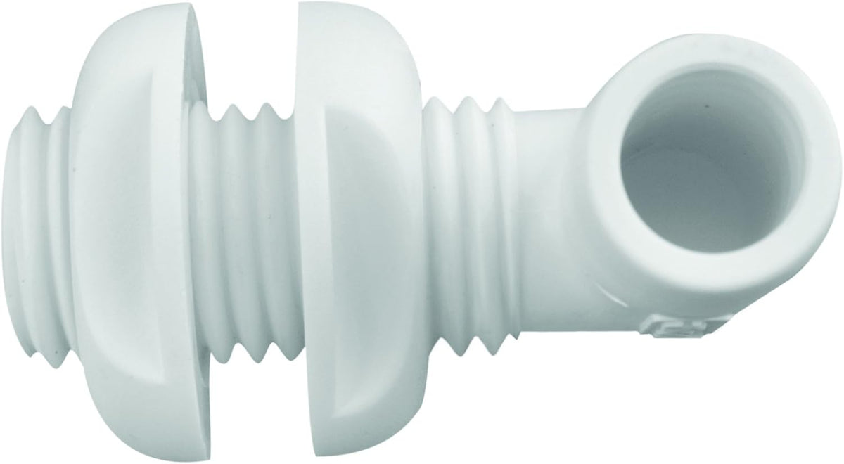 Attwood 3877-3 Polypropylene 90-Degree Thru-Hull Connector, White Finish