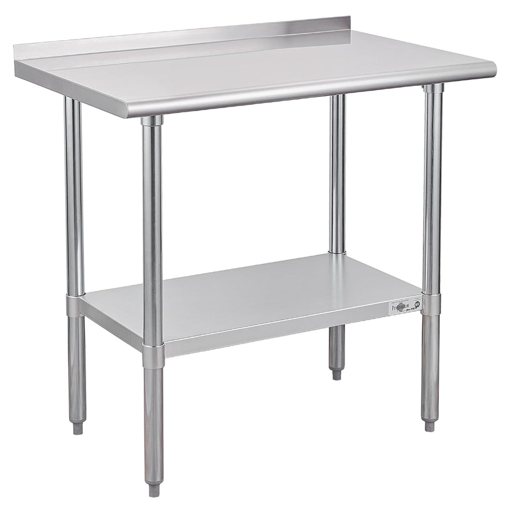 Stainless Steel Prep Table 24''x36'' Workbench with Backsplash