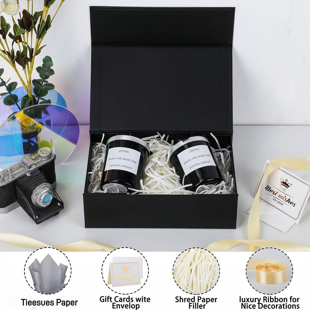 6 Pcs Black Gift Box 9.5x6x3 Inch with Magnetic Lid
