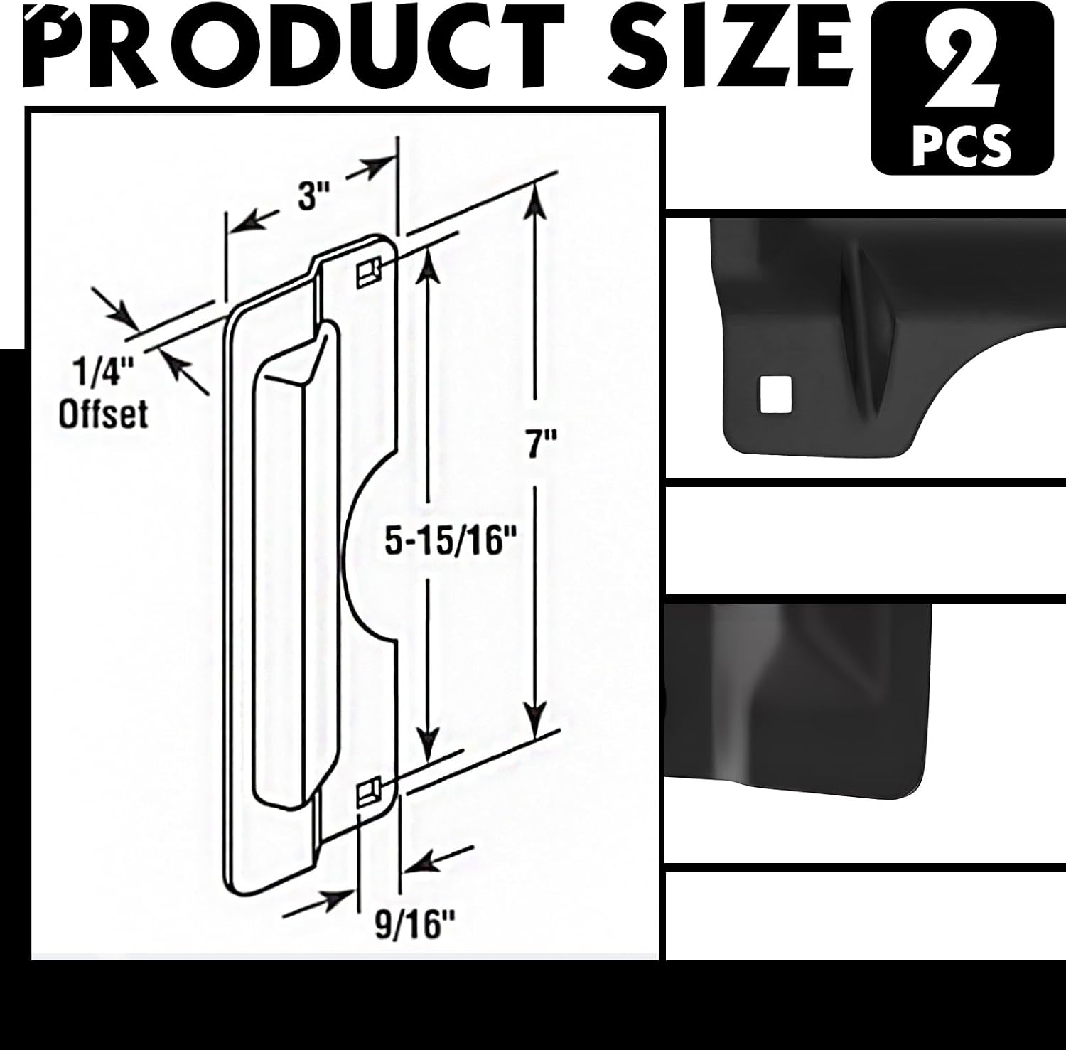 2 Pcs Door Latch Guard Stainless, Reinforcement Ribs Style, Black | 3" x 7'' Door Latch Cover, Door Security Plate