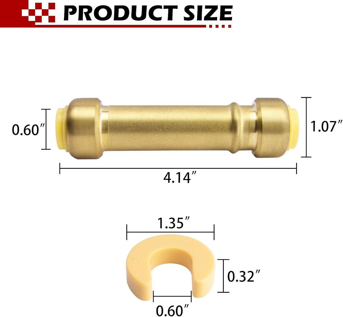 3/4" Slip Coupling, Push to Connect Brass Plumbing Fitting, Model U3016LFA