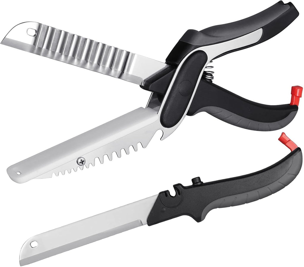 2-in-1 Kitchen Scissors with Replaceable Straight & Wavy Blades, Multi-Functional Kitchen Shears with Integrated