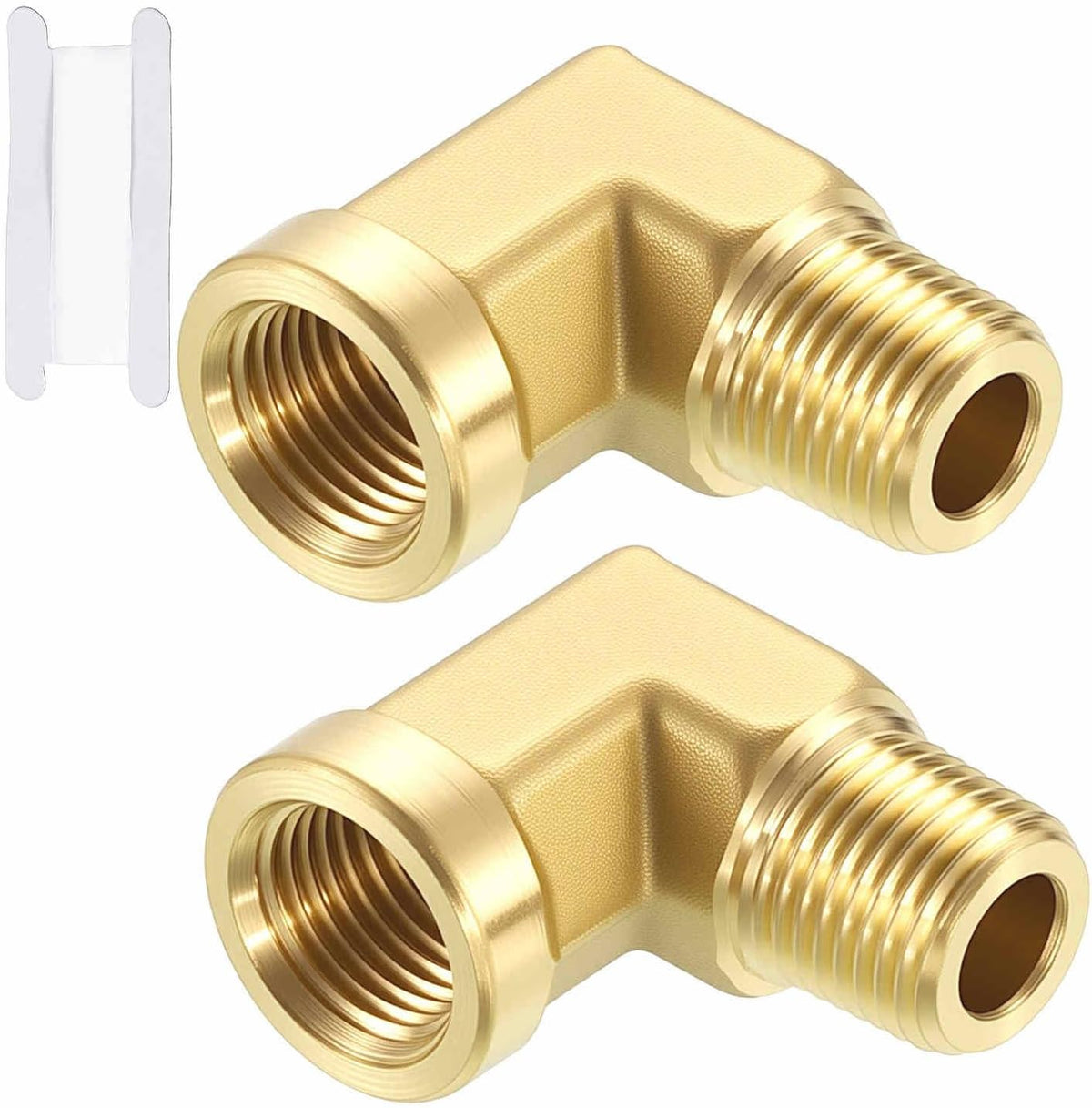 2 Pack 90° 1/8"FNPT to 1/8"MNPT Solid Brass Barstock Street Elbow