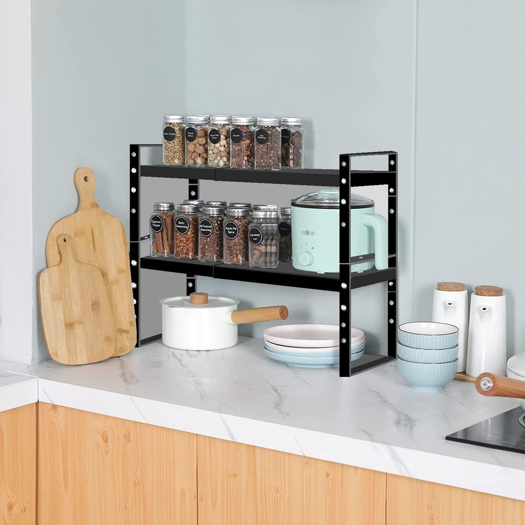 Expandable Stackable Spice Rack Cabinet Shelf Organizer in Cabinets Shelves Kitchen Cupboard Organization Stack up