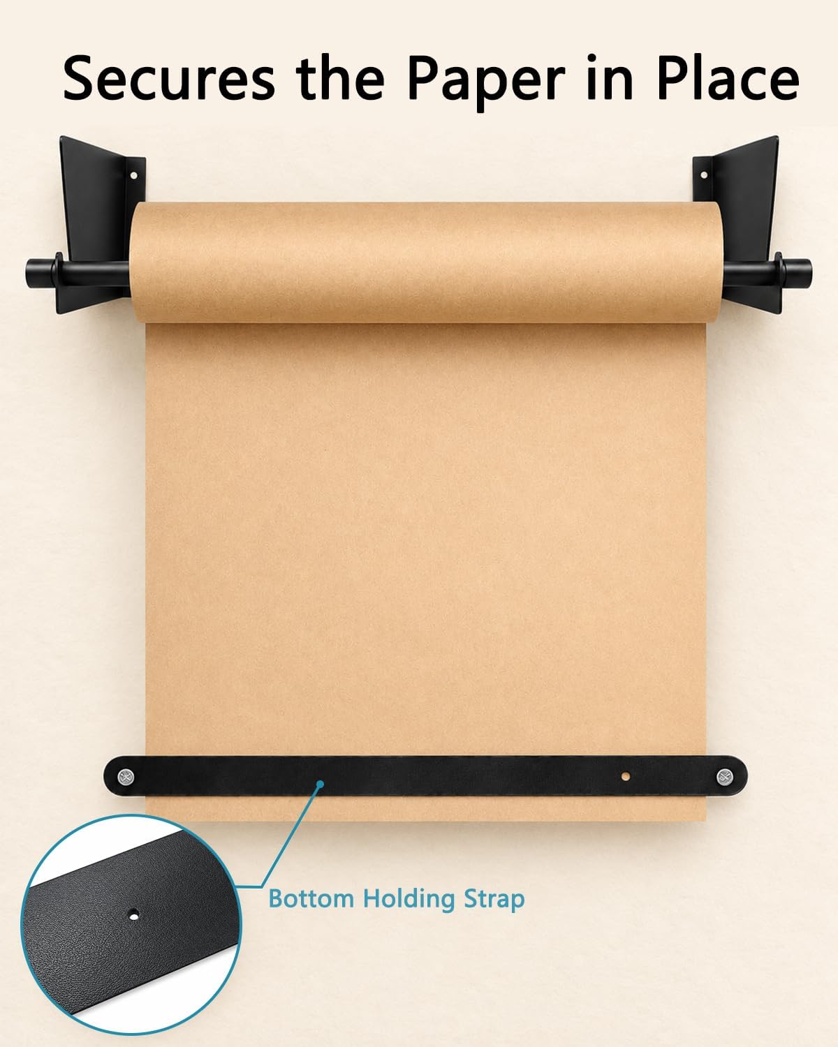 Kraft Paper Dispenser Wall Mount, Adjustable Paper Roll Holder for 18"/24"