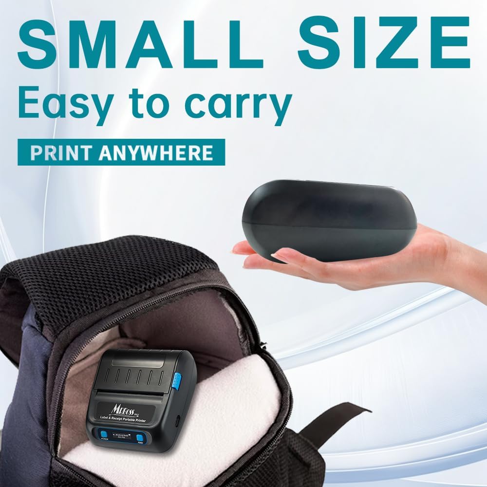 MRBOSS 80mm Portable Bluetooth Receipt Printer - Easy-to-Connect Thermal Receipt Printer with USB and Bluetooth for