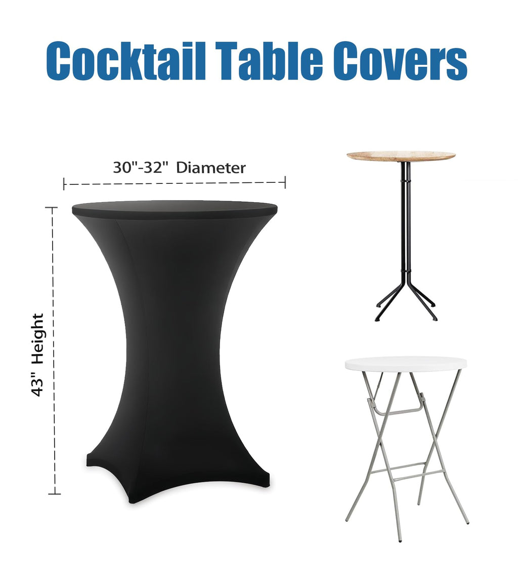 Cocktail Table Covers - 2 Pack 32x43 Inch Table Cloth - Black