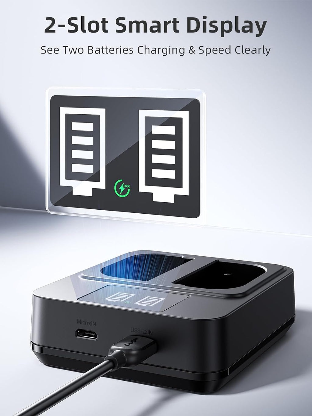 20W LP-E6P LP-E6NH LP-E6 Fast Battery Charger - Dual Slot for Canon EOS R5,R5 C R6 Mark II, 5D 6D 7D Mark II III IV