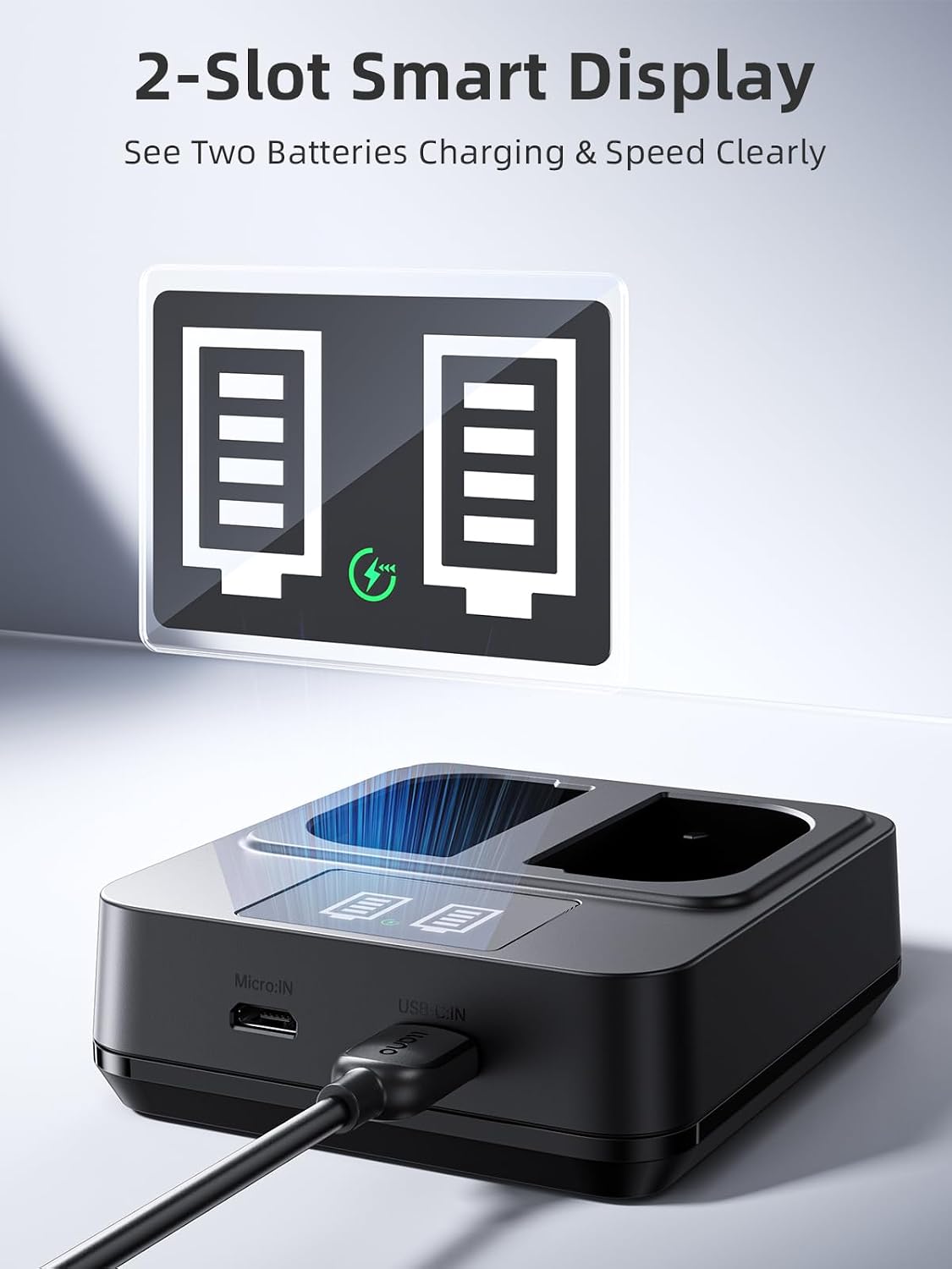 20W LP-E6P LP-E6NH LP-E6 Fast Battery Charger - Dual Slot for Canon EOS R5,R5 C R6 Mark II, 5D 6D 7D Mark II III IV