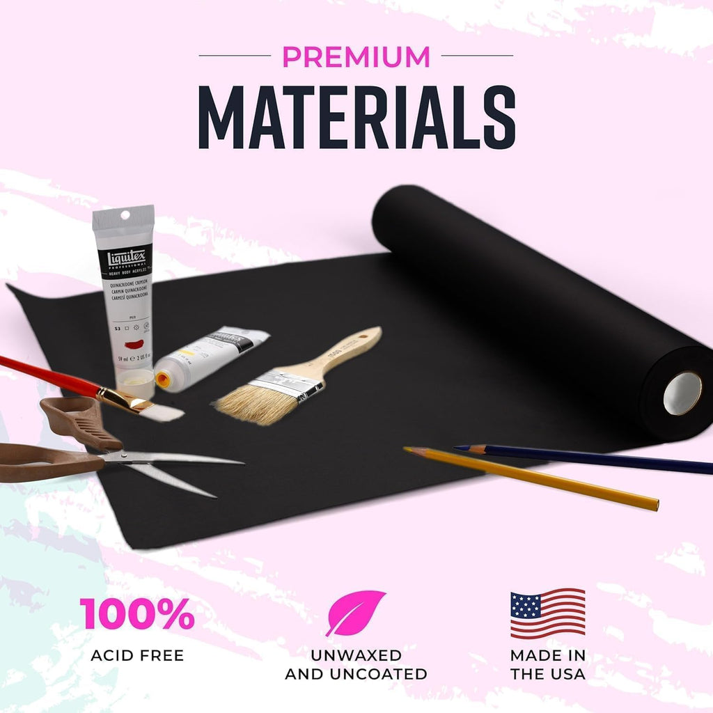 36” x 2400” (200’) Black Kraft Paper Roll - Made in USA - Ideal for Bulletin Board, Packing, Shipping, Arts & Crafts