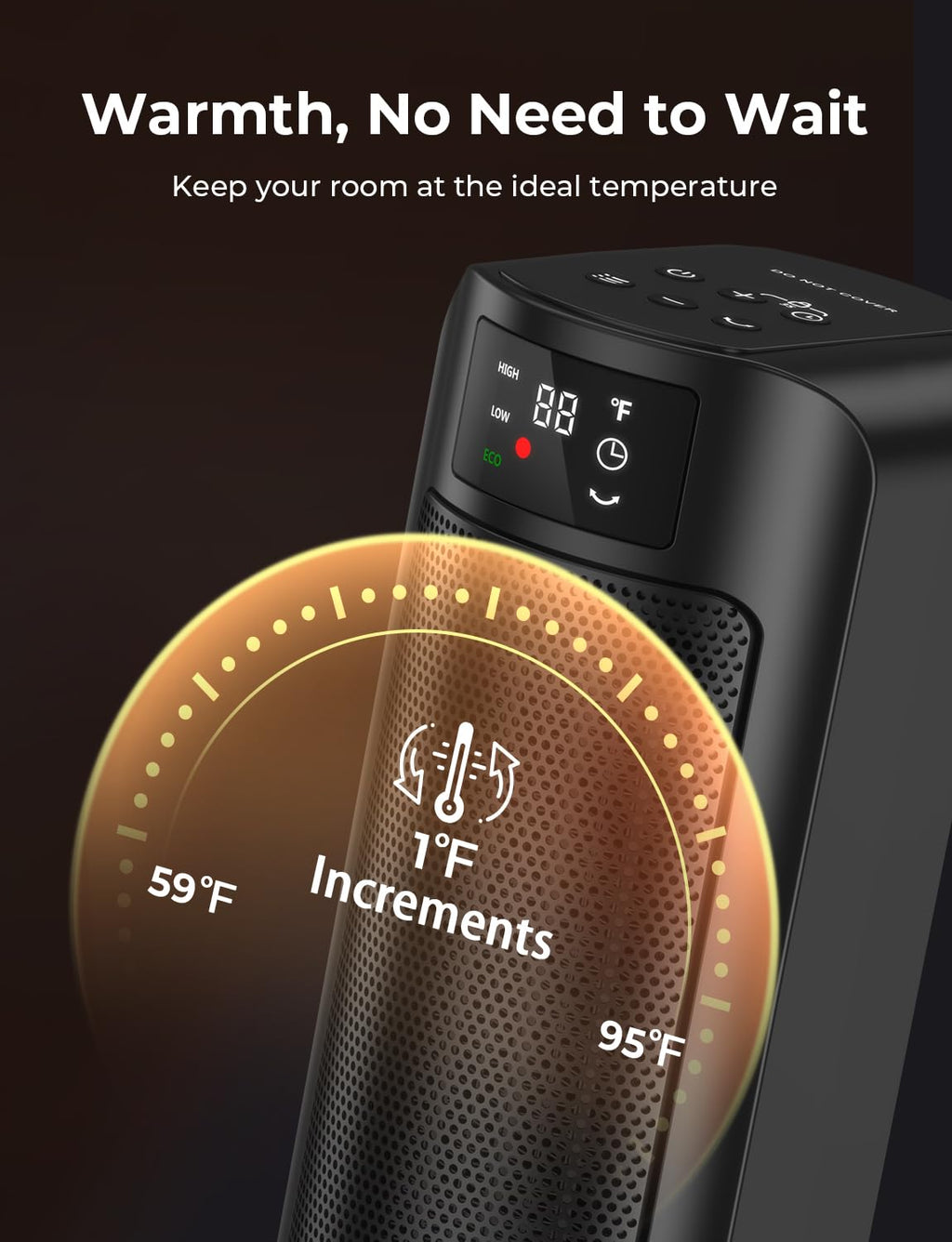 1500W Ceramic Space Heater,Oscillating Heater with Digital Display