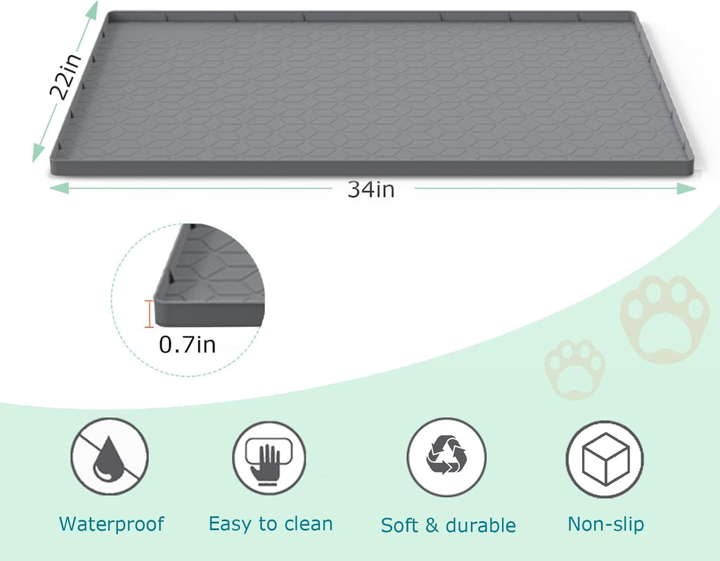 Cat Litter Mat for Litter Box, Silicone Large Cat Litter Trapping Mat - 34x22 in, Waterproof & Non-Slip, Durable &