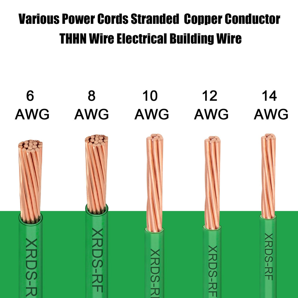 8 AWG THHN Stranded Bare Copper Wire 25FT Green Grounding Wire, Electrical Wire, 600V Rated Building Wire, Ideal for Panel Wiring, Grounding, Lighting Circuits, Control Systems
