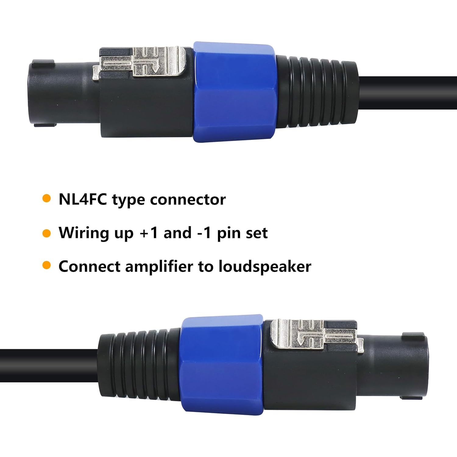 1-Pack 20 Feet Speakon to Speakon Cable - Heavy Duty NL4FC Speak-On Male Cables with Twist Lock for Live Performance
