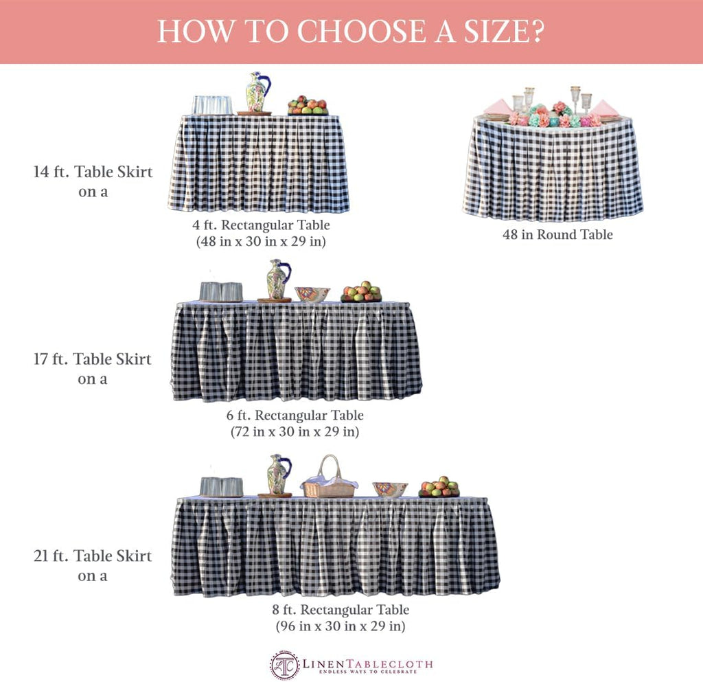Table Skirt for 8 ft Rectangular Table-21 ft Black Table Skirting Polyester Cloth-Wrinkle Resistant Pleated Banquet