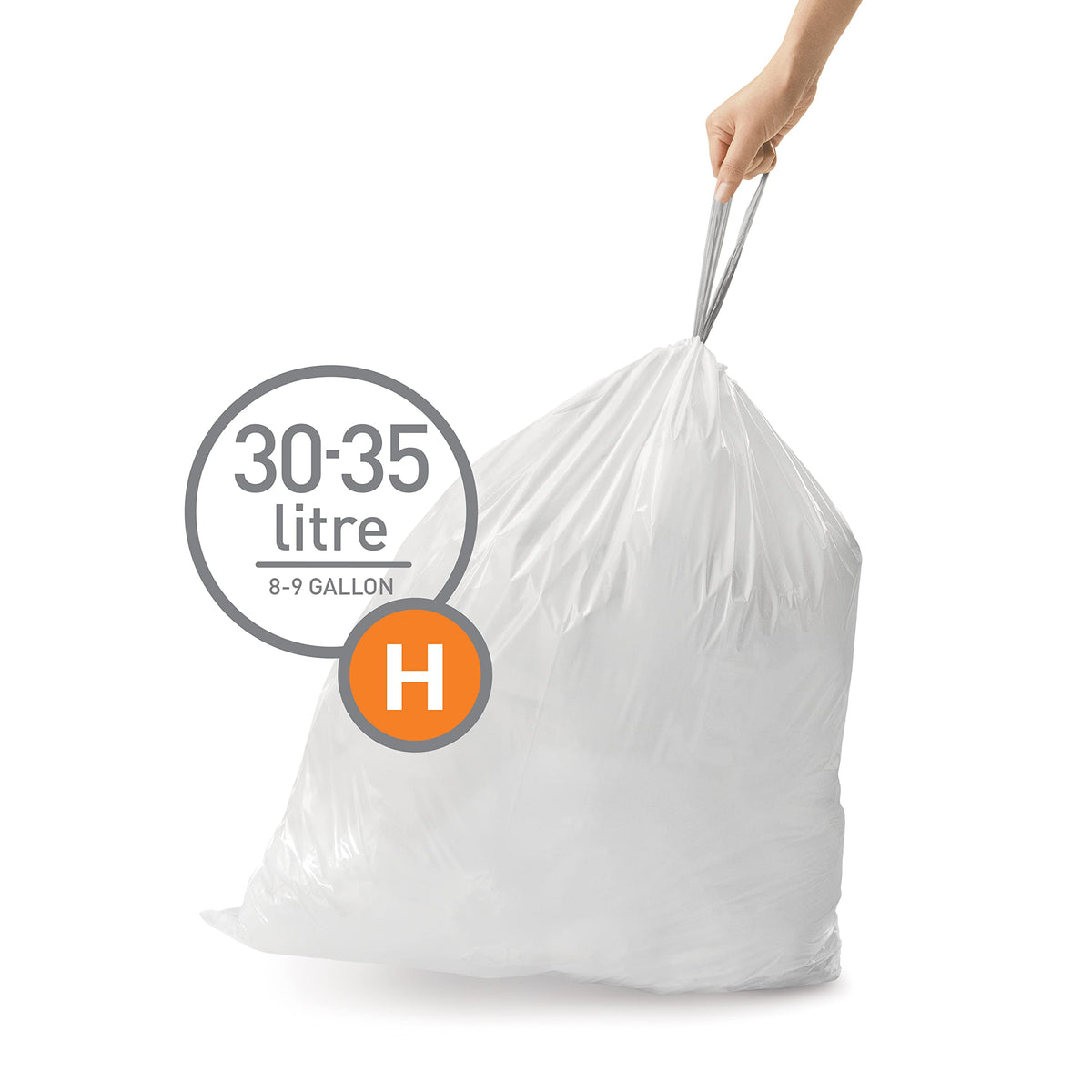Code H 60 Count Custom Fit Liners, Drawstring Kitchen Trash Bags, One-by-One Mess-Free Dispense, Extra Thick & Double