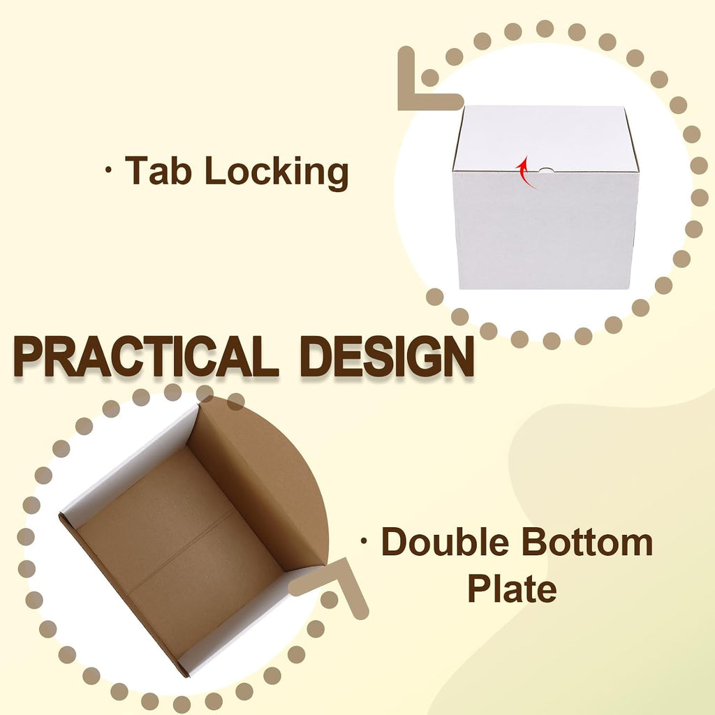 10X8X8 Shipping Box Set of 15, 10 x 8 x 8 Small White Corrugated Cardboard Mailer Box for Packing, Mailing, Small