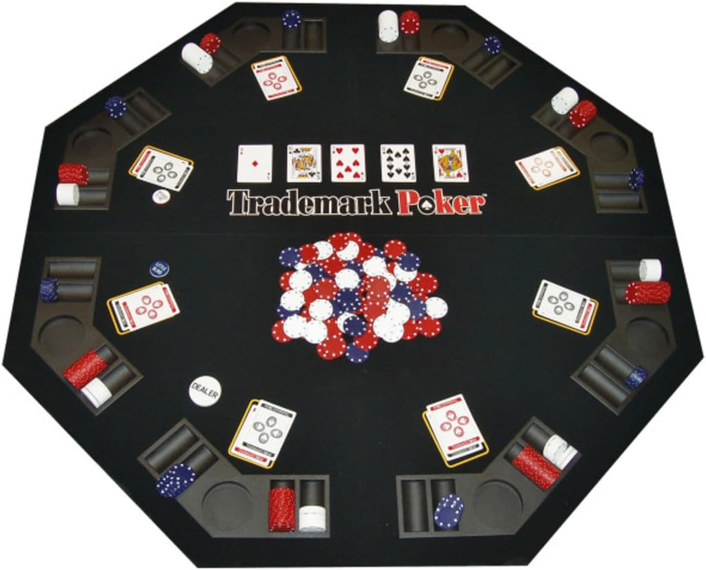 Poker Table Topper - Foldable Texas Hold 'Em Set with Carry Case, 300 Poker Chips, 2 Decks of Cards, and Dealer and
