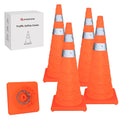 Collapsible Traffic Safety Cones, [4 Pack] 28 Inch Orange Cones, Multi Purpose Pop-up Cones with Reflective Collar