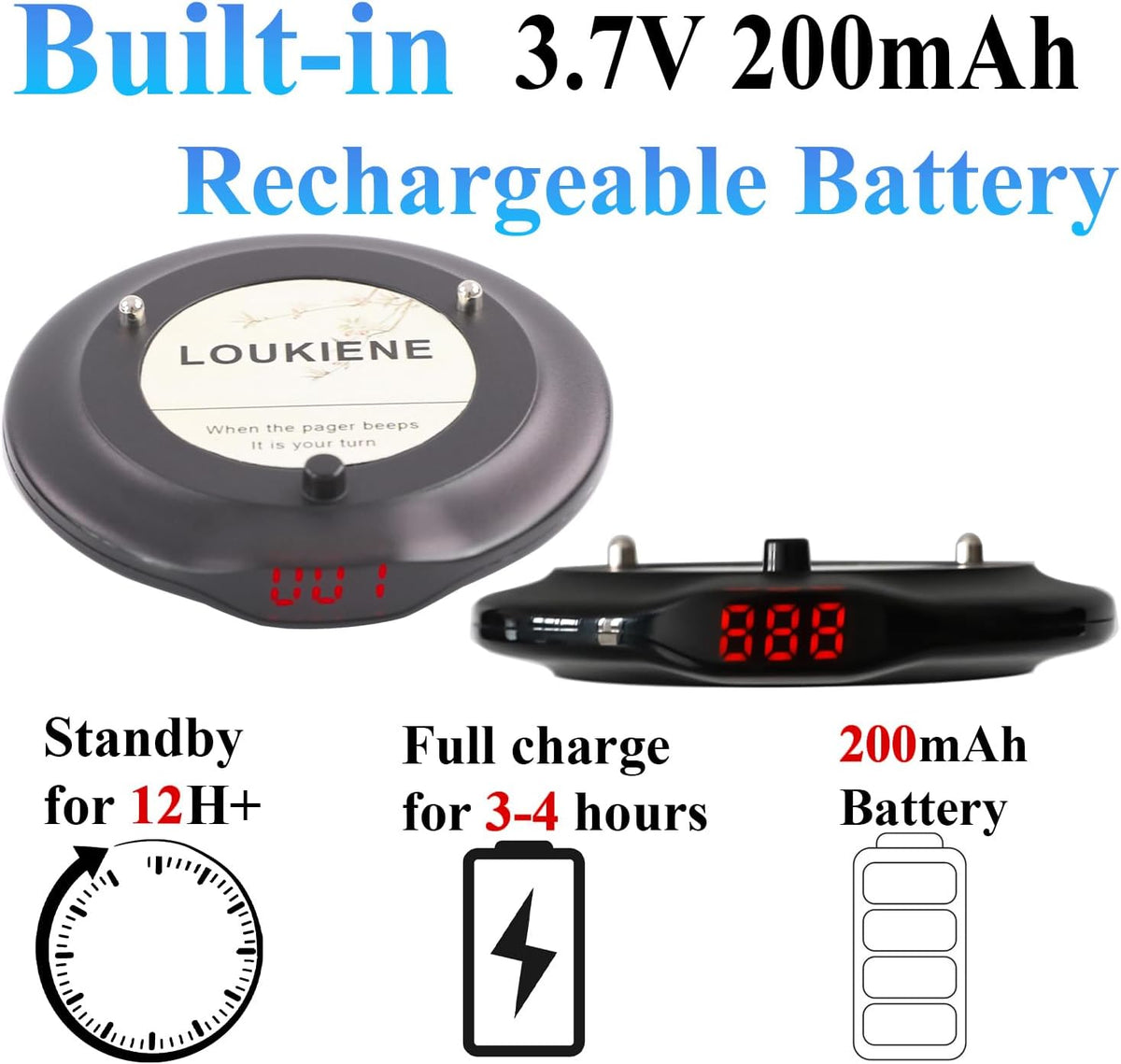 Restaurant Pager System, 10 Coaster Pagers, Food Ready Buzzers
