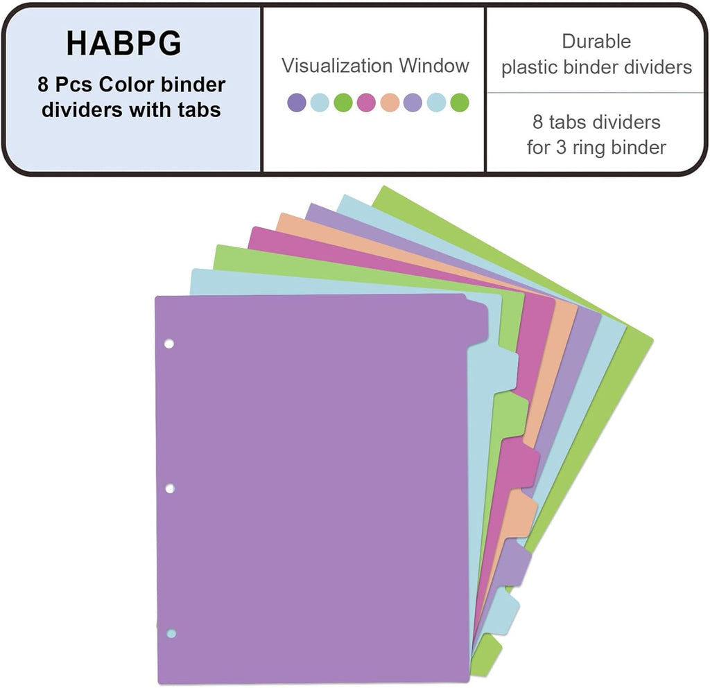 16Pcs/2 Set Binder Dividers with Tab, 8 Color Tab for 3 Ring Binder Divider | Page Folder Dividers