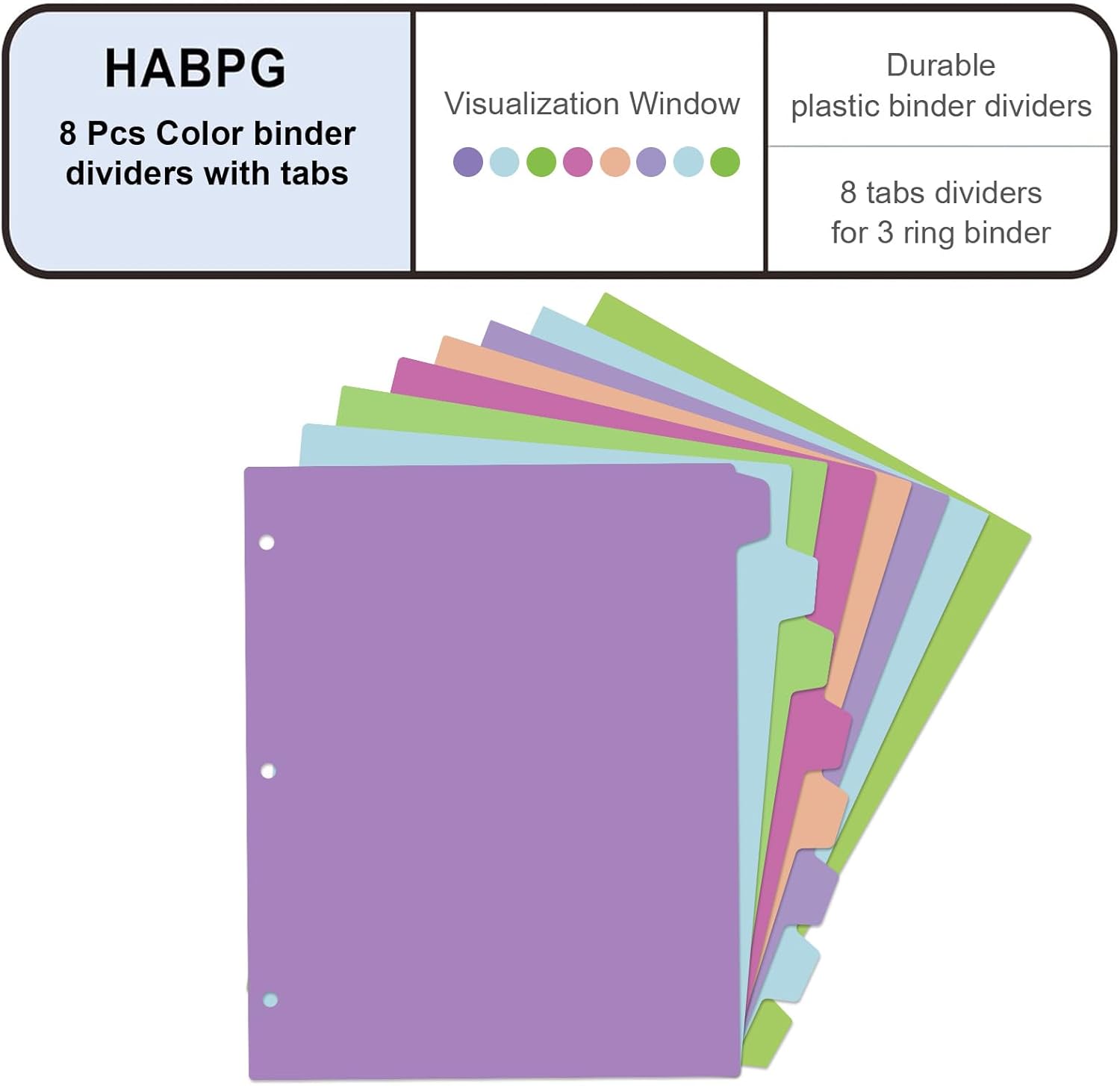 16Pcs/2 Set Binder Dividers with Tab, 8 Color Tab for 3 Ring Binder Divider | Page Folder Dividers