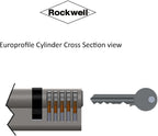 Rockwell Security 90 Degree Solid Brass Euro Profile Cylinder Lock in Polished Brass Finish Fits 1-3/4 Inch Thick Doors