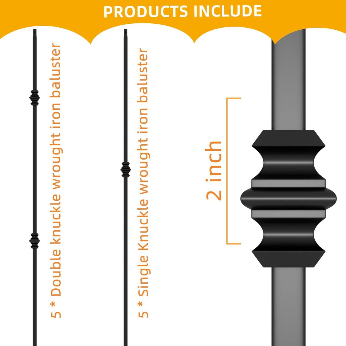 1/2 inch Wrought Iron Balusters Square Balusters for Staircase Interior