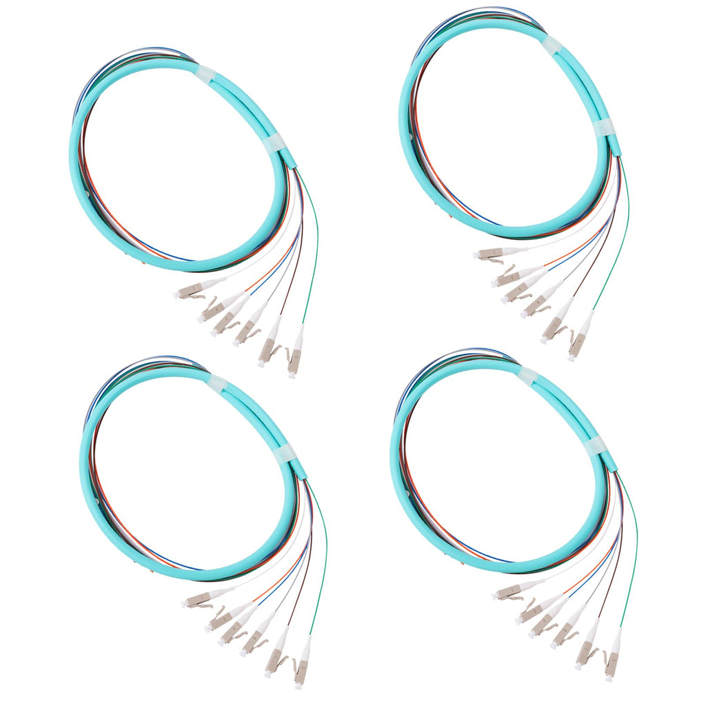 6-Strand LC OM3 Multimode Pigtail 1.2m, 4-Pack